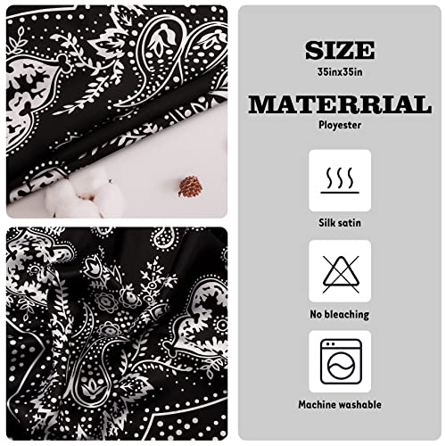NZKNP Silk-Like Head Scarf - Women's Bandana Wraps - color: 35-black, size: 35"*35"