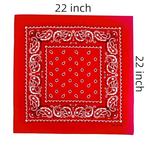 Vamqor 100% Cotton 10 Pack Fine Bandanas - color: Red