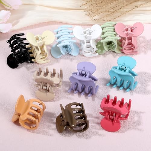 Sisiaipu 12Pcs Hair Clips for Women 1.8 Inch Small Claw Clips for Thin Hair Medium Hair Claw Clips for Thick Hair Accessories for Women Girls (Gloss Colorful) - color: Gloss Colorful