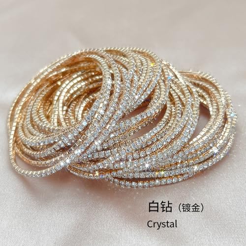14K Gold Plated Dainty 10Pcs Colorful Cubic Zircon Crystal Beaded Adjustable Stackable Stretch Sparkling Tennis Chain Bracelet Set Birthday Wedding Jewelry for Women - color: gold