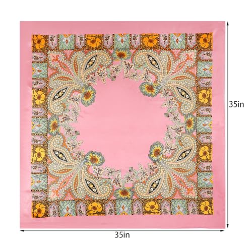 Pistha Head Scarf Bandana for Women, Satin Scarf for Hair, Large Square Silk Bandana Headscarf for Women and Men 35 Inch - style: Classic-pink