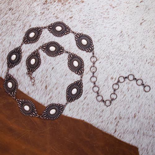 Montana West Rustic Couture's Large Western Concho Metal Belts for Women Cowgirl - color: Bright White