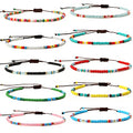 XIJIN 8Pcs Handmade Beaded Anklets for Women Boho Colorful Beads Ankle Bracelets Adjustable Foot Anklet Set - color: A-1