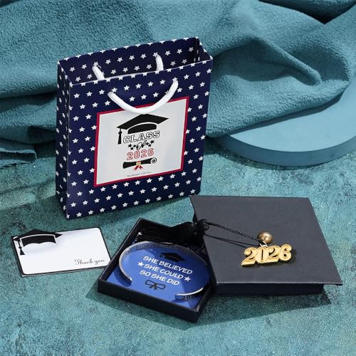 M MOOHAM Graduation Gift for Her Him 2026, Inspirational Graduation Bracelets Class of 2026 High School College Graduation Gift for Her with Graduation Box - style: With Box-She believed she could, she knew she would and so she did!