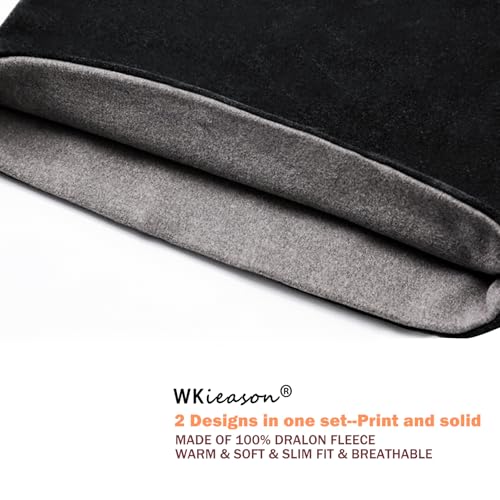WK IEASON Winter Thermal Fleece Hat Scarf Set for Men Women Warm Windproof Cap Neck Warmer Fleece Beanie Scarf Set for Skiing - color: Solid Black