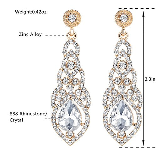 Women's Alloy Teardrop Crystal Chandelier Dangle Earrings - color: B-gold