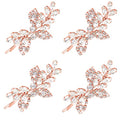 4 Pieces Leaf Pearl Crystal Hair Clips Elegant Bridal Hairpins and Barrettes for Women Girls (Rose Gold, Rhinestone Style) - color: Rose Gold