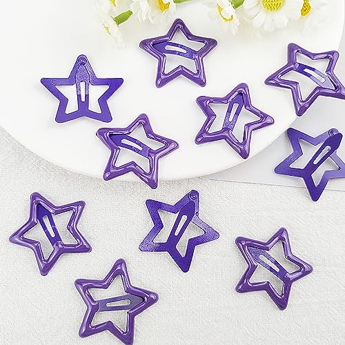 Dark Purple Y2K Star Hair Clips, 10PCS Hair Accessories for Women Girls, Non-slip Hollow Glitter Small Clips for Everyday Fashion and Party - color: Style7
