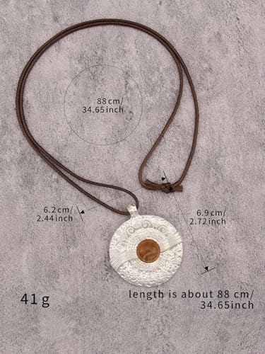 Jeilwiy Leather Necklace for Women Funky Necklace Choker String Cord Necklace with Pendant Boho Style Jewelry - style: Silver Round Pendant Necklace