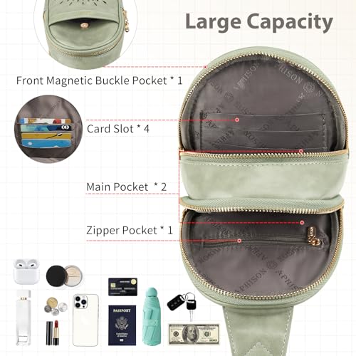 APHISON Small Sling Bag Fanny Packs Cell Phone Purse Vegan Leather Crossbody Bags for Women Chest Bag with Adjustable Strap Green - color: 04-green