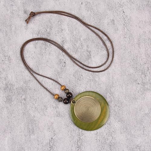 Bohemian Necklaces for Women Long Leather Necklace with Large Pendant Chunky Boho Hippie Jewelry Pendant Chocker Necklace - style: Boho Style Necklace
