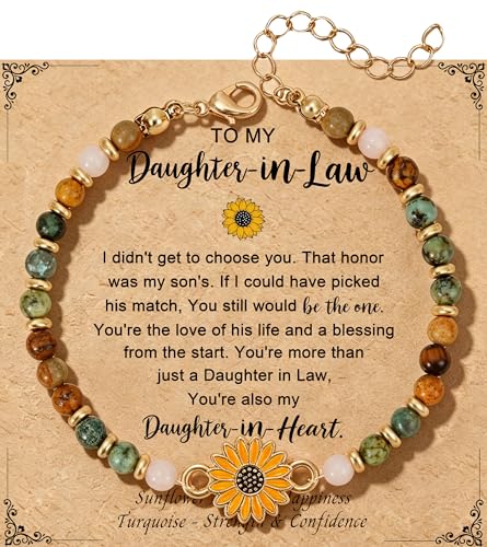 Sunflower Gifts for Women, Gifts for Women Bracelet, Symbol of Positivity Strength and Love, Inspirational Sunshine Jewelry, Birthday Christmas Thank You Gift, Friends Daughter Coworkers - style: Daughter-in-law