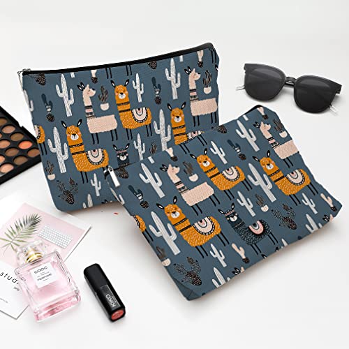 Cute Makeup Bag for Purse Canvas Waterproof Funny Cosmetic Bags for Women Zipper Travel Toiletry Pouch-Alpaca Makeup Bags-Grey - color: Alpaca Makeup Bags-Grey