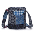 OPQRSTU Women's Retro Small Size Canvas Shoulder Bag Hippie Boho Crossbody Handbag - color: Blue Square