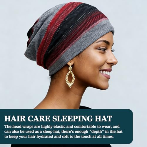 Chemo Headwear for Women Soft Cotton Slouchy Beanie Hat Scarf for Cancer Care - color: Red