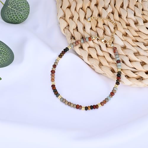 Natural Stone Beaded Anklets Bracelets for Women Handmade Beaded Anklet Bracelet Waterproof Boho Beads Ankle Bracelet Adjustable Summer Jewelry - color: mix color 2