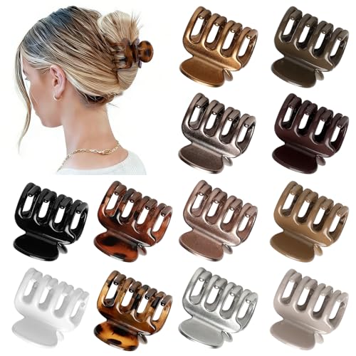 Sisiaipu 12Pcs Hair Clips for Women 1.8 Inch Small Claw Clips for Thin Hair Medium Hair Claw Clips for Thick Hair Accessories for Women Girls (Gloss Regular) - color: Gloss Regular