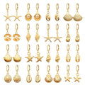 16 Pairs Seashell Conch Earrings Set for Women Dainty 14K Summer Beach Jewelry Starfish/Pearl/Clam/Conch Hoop Earrings Bohemian Summer Beach Holiday Fashion Jewelry Gifts
