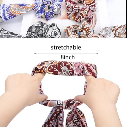 Hair Bow Scrunchies,6PCS Paisley Scrunchie Scarf Ties | Hair Scarves,Hair Scrunchie with Tails,Bandana Scrunchies,Scarf Ponytail Holder,Hair Accessories for Women,2 in 1 - color: paisley3