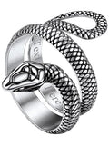 Stainless Steel/18K Gold Plated/Black Snake Ring for Men Women Size 7-12 Serpent Reptile Rings Punk Gothic Jewelry(with Gift Box) - color: 04-Steel-Personalized