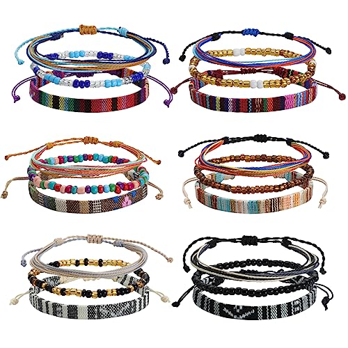Beach Bracelet Set for Men and Women, Surfer Men Bracelet, Braided Boho Summer Bracelets Adjustable Men's Bracelet Handmade Women Bracelet String Rope Ankle Bracelets Birthday Gift - style: 18pcs boho bracelet
