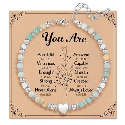 Inspirational Gifts Bracelets for Women: Healing Natural Stone Beaded Bracelets - Mothers Day Birthday Graduation Christmas Gifts for Women Friends Mom Daughter Sister Bestie - color: Amazonite-YOU ARE