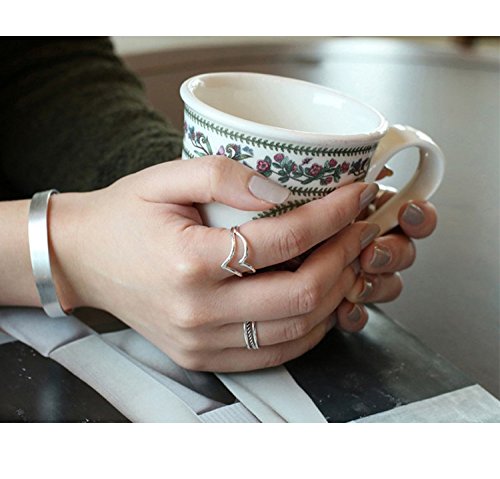 925 Sterling Silver Knuckle Rings for Women Minimalist Thin Stacking Rings Set 3PCS Midi Pinky Ring Size 2.5-8.5 - color: SET 1, size: 5