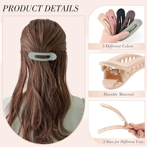 15 PCS Flat Claw Clips, 5 Colors Flat Hair Clips 3 Sizes Hair Claws for Women Girls Accessories Barrettes for thick Thin Hair, Birthday Mothers Day Gifts - color: Classic colors