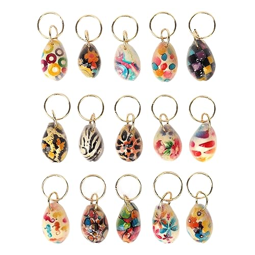 Dioche 15pcs Hair Jewelry for Women Braids, Shell Hair Braid Rings, Hair Braiding Pendant Clips Exquisite Shell Dreadlocks Ring Hair Accessories Decoration for Women Girls, Wholesale Business
