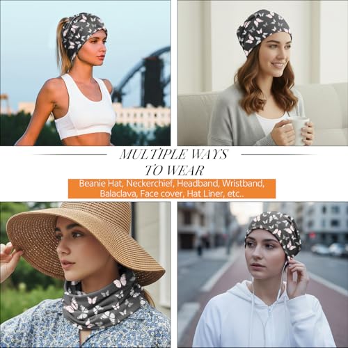 Chemo Caps Slouchy Beanie Hat Stretch Cancer Head Wraps Turban Sleep Headwear Scarf for Women Girls Men - color: I-3-butterfly