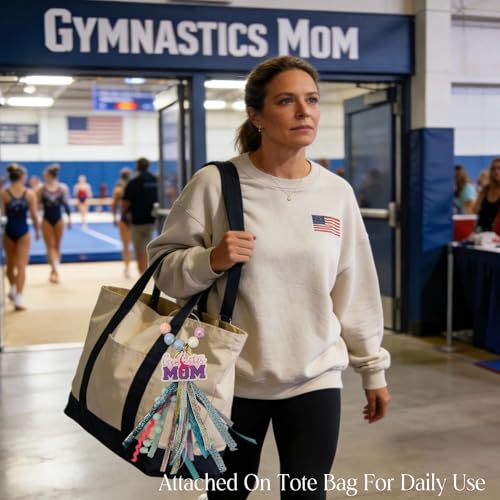 Baseball Softball Soccer Football Volleyball Sports Mom Charms for Bogg Bag Accessories Tassel Backpack Gifts - style: Gymnastics Mom