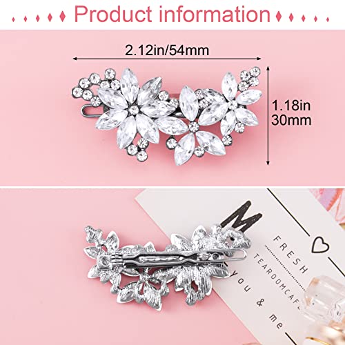 PAGOW Crystal Flower Bridal Hair Clips, 4Pcs Silver, Elegant Hair Accessories for Women, Girls, Brides, Wedding, Party - color: Silver 4pcs
