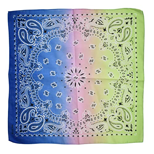 NYFASHION101 Unisex Double Sided Print Paisley Cotton Bandana Head Wrap Scarf - color: Lime Fade