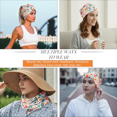 Chemo Caps Slouchy Beanie Hat Stretch Cancer Head Wraps Turban Sleep Headwear Scarf for Women Girls Men - color: I-6-red Flower
