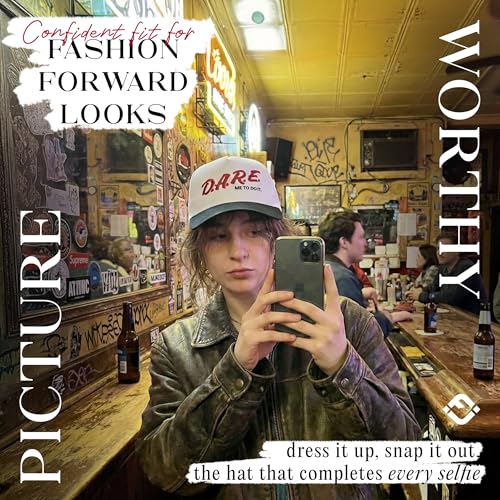 Funky Junque Vintage Canvas Snapback Hat - Adjustable 2 Tone Cap for Men Women - Put It On My, Cowboy, Girl Dad, Funny - color: Dare Me to Do It - Black/White