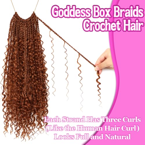 Goddess Boho Box Braids Crochet Hair-8 Packs 18 Inch Crochet Box Braids for Black Women Pre Looped (#30, 18 Inch (Pack of 8)) - color: #30, size: 18 Inch (Pack of 8)