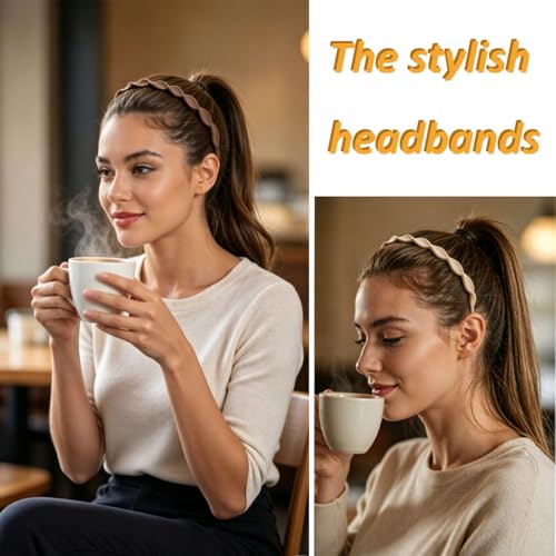 Springtime 6pcs Thin Twristed Plastic Headbands for Girls Women, Multicolor Neutral Pack, Wave Pattern Design with Built-in Teeth, 10mm Wide, 6 Count Set for Women, Teen and Adult - color: Neutral color