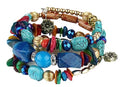Women Beaded Bracelet Set | Colorful Boho Stackable Trendy Design with Crystal Accents Multilayer Bangle Bracelet | Fashion Stretch Braclets Jewelry for Women - color: Teal.