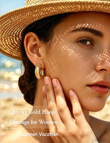 16 Pairs Starfish Chunky Gold Hoop Earrings Set for Women, Beach Shell Style Stack Statement Earrings, Hypoallergenic Lightweight Gold Plated Trendy Summer Jewelry Gift - color: gold-ocean