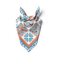 dscarf Womens Neck Scarf 21"x21" Small Square | Headband Scarf Ethnic Bandana Head Scarf Flowering Breathable Lightweight - color: Blue Design 2