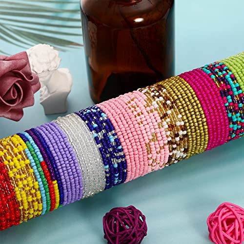 TOBENY SHIWE 24PCS Waist Bead Chains for Women Colorful Summer Body Chains Belly Beads Bikini Jewelry Chains Bead Waist Chains Set - style: Style G-32P