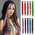10pcs/pack Scene Hair Extensions Synthetic Clip in Leopard print Hair piece 18inch Long Straight Colorful striped Hairpieces Halloween Party Cosplay Y2K Use for Women - color: Multicolor