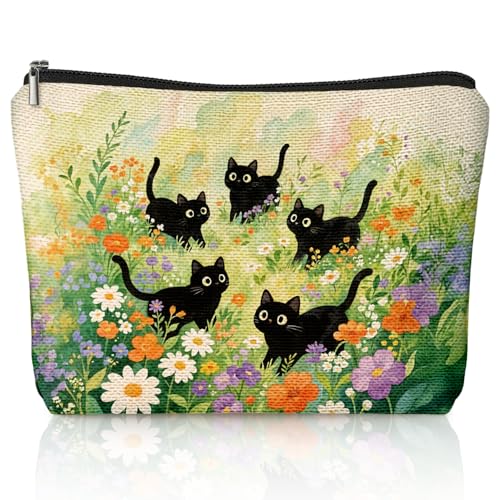 Cat Small Makeup Bag for Cat Lover Gift, Cute Kitty Cosmetic Zipper Travel Toiletry Bag for Daughters, Friends, Cats Girl & Women. Ideal Gifts For Travel, Birthdays, Graduation & Christmas - color: 02-Cat(06)