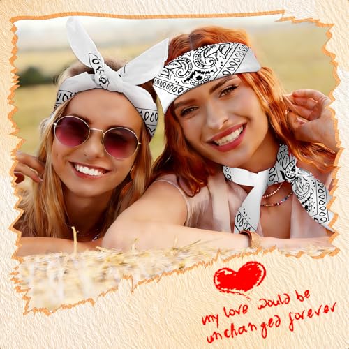 50 Pcs Bandanas Bulk Large Bandana Headband Paisley Cowboy Bandana Scarf Handkerchief for Women Men - color: White