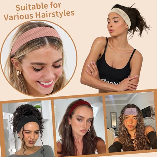 8 Packs Knitted Thick Headbands for Women Fashion Wide Hairbands Non Slip Boho Head Bands Workout Outdoor Yoga Sports Hair band Hair Accessories - color: muti-color-2