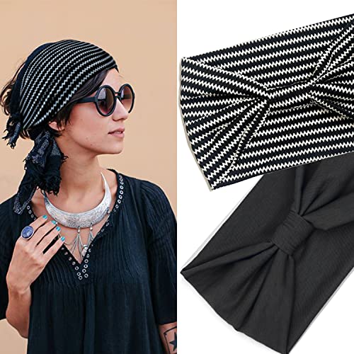 IVARYSS Wide Headbands for Women, Boho Knotted Head Wraps Turbans, Large African Style Head Bands Hair Accessories, 6 Pack - color: Boho Color