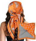 Sumolux Head Hair Scarf for Women Like Satin Silk Scarf Bandana Hair Wrapping Night Large Square Scarves 27.5" - color: Orange Horse