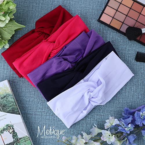 Motique Accessories Navy Solid Twist Turband Headwrap Hair Band for Women - color: Midnight Blue