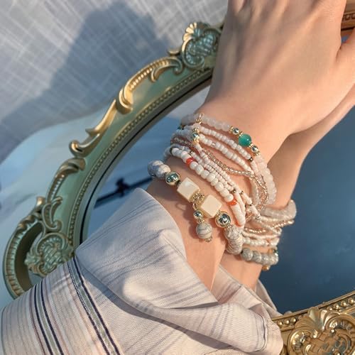 Beaded Bracelets for Women,Bohemian Stackable Style Multilayered Stretch Bracelets Friendship Jewelry Summer - color: Style 6, size: Bead