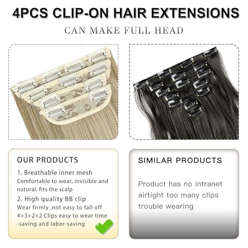 Hair Extensions Straight Clip in Hair Extensions Clip ins - Soft and Thick (20 Inches, 4Pcs, 8AH613#) - color: 8AH613#